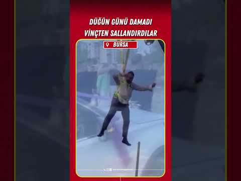 Düğün günü damadı vinçten sallandırdılar