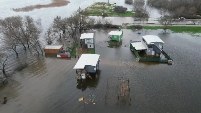 Bursa'da Ulubat Gölü taştı, Akçalar sular altında kaldı